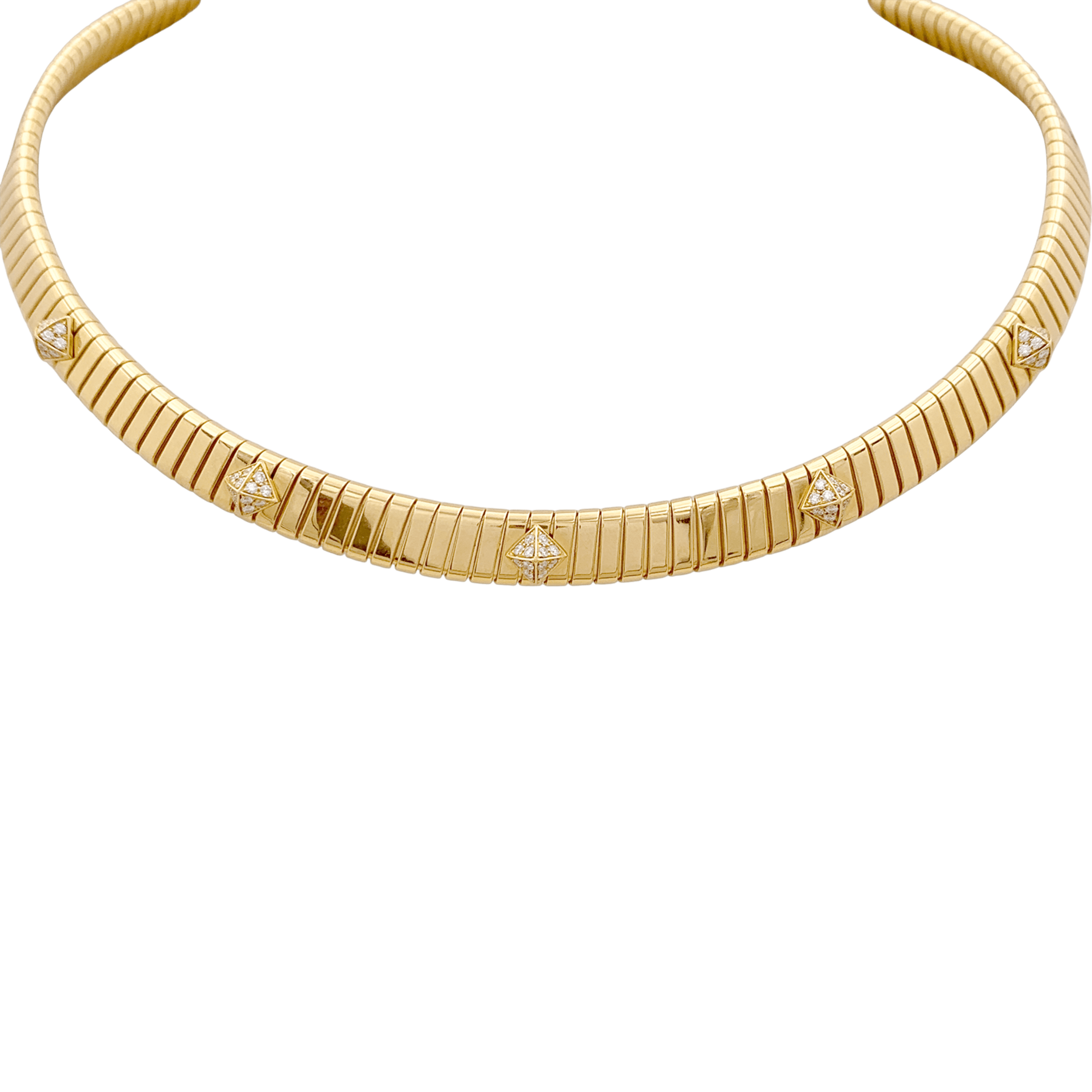 Collier Bulgari, "Tubogas" or jaune et diamants.