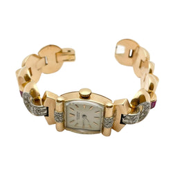 Orologio oro 18KT con diamanti e rubini naturali UNIVERSAL GENEVE - Castafiore