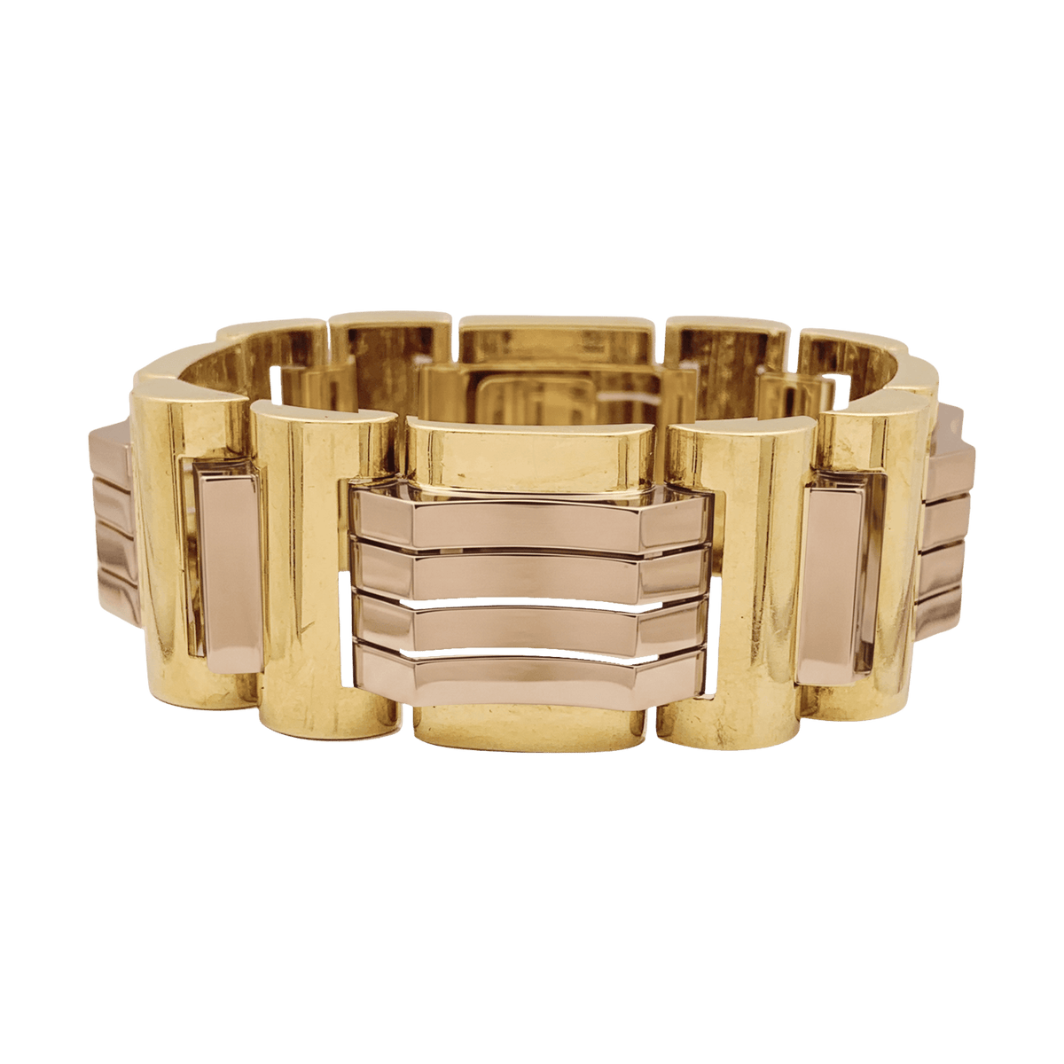 Bracelet "Tank", or jaune et or rose.