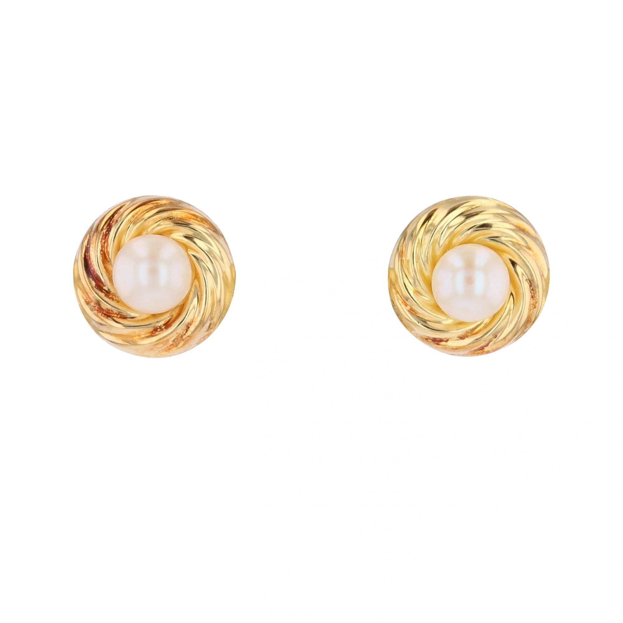Ear chips yellow gold cultured pearl