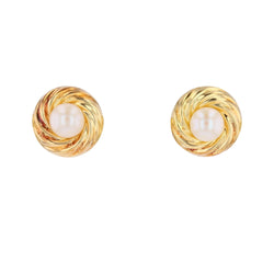 Ear chips yellow gold cultured pearl