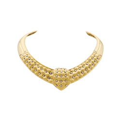 Collier plastron, motif capitonné, or jaune.