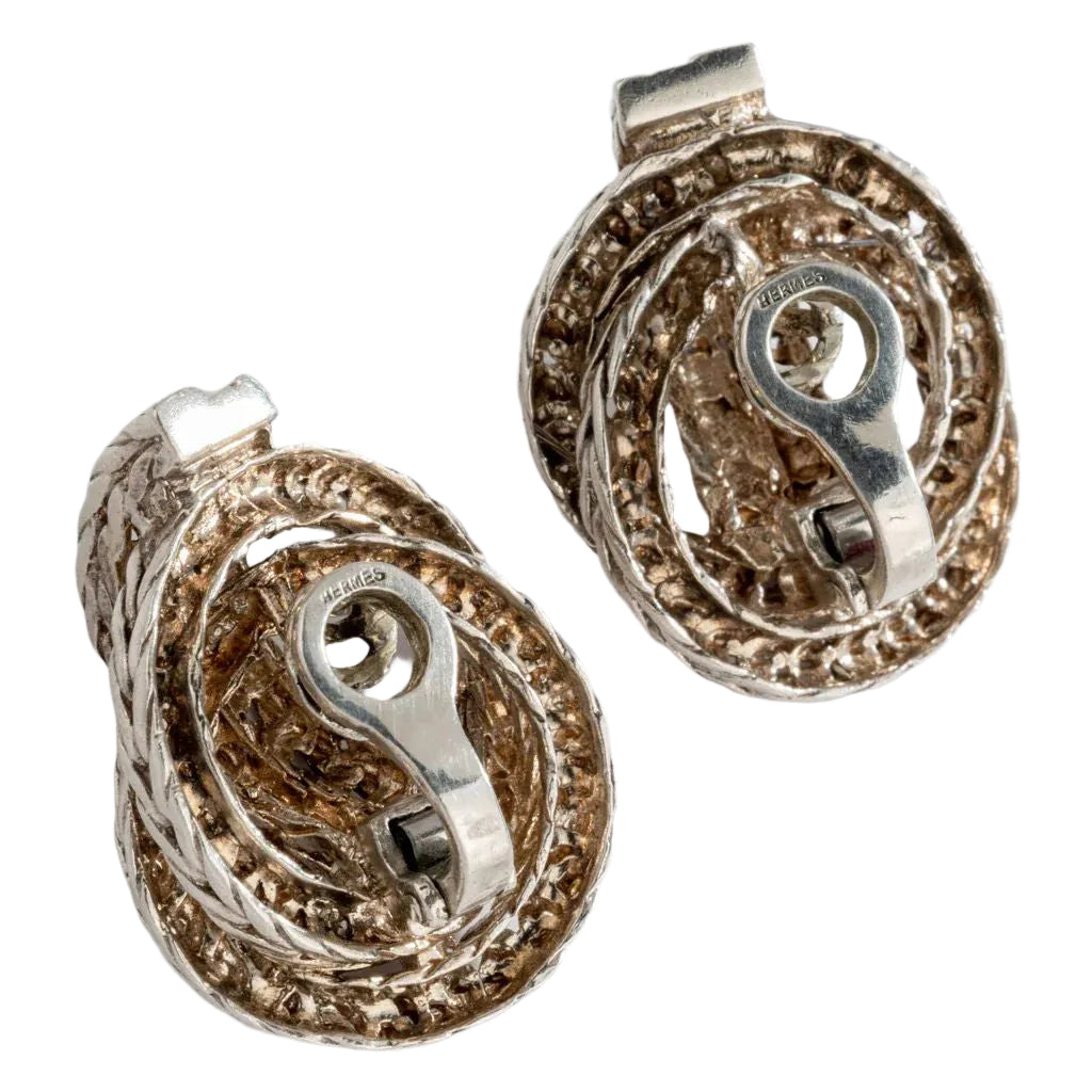 Paire de boucle d’oreille en n a regent collection vendome de la maison Hermès - Castafiore