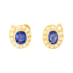 Paire de boucles d'oreille en or jaune, saphirs et diamants - Castafiore