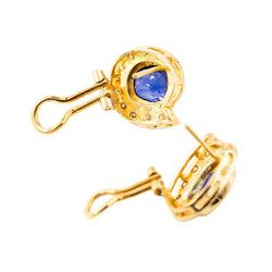 Paire de boucles d'oreille en or jaune, saphirs et diamants - Castafiore