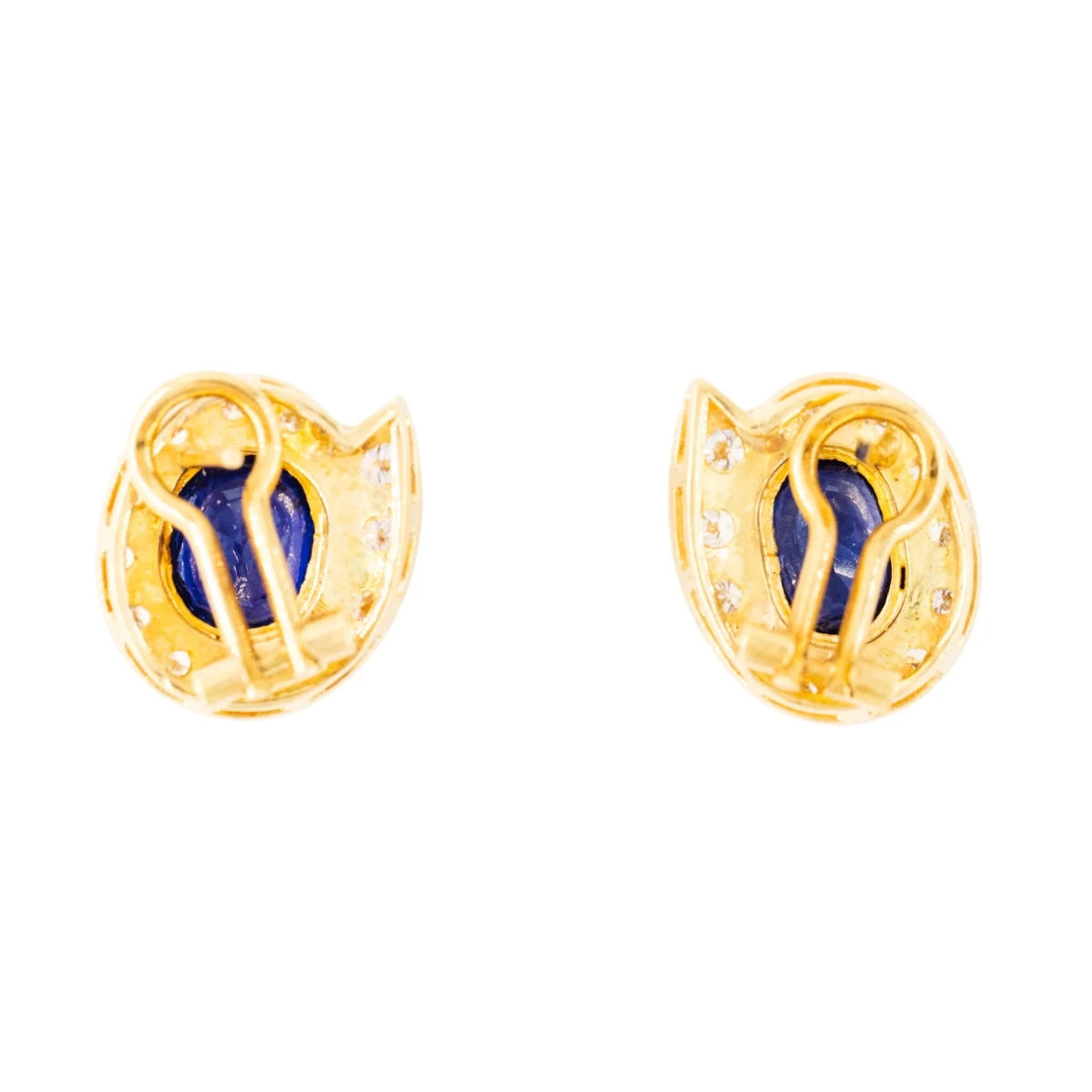 Paire de boucles d'oreille en or jaune, saphirs et diamants - Castafiore