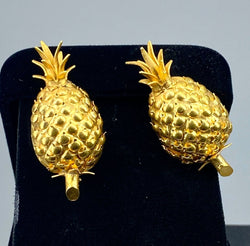 Paire de boucles d’oreilles Ananas en or jaune 18 carats - Castafiore