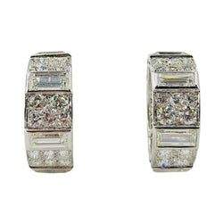 Paire de boucles d'oreilles créoles en platine et diamants - Castafiore