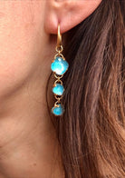 Paire de boucles d'oreilles de la maison Pomellato modèle Capri en topaze bleue et turquoise - Castafiore