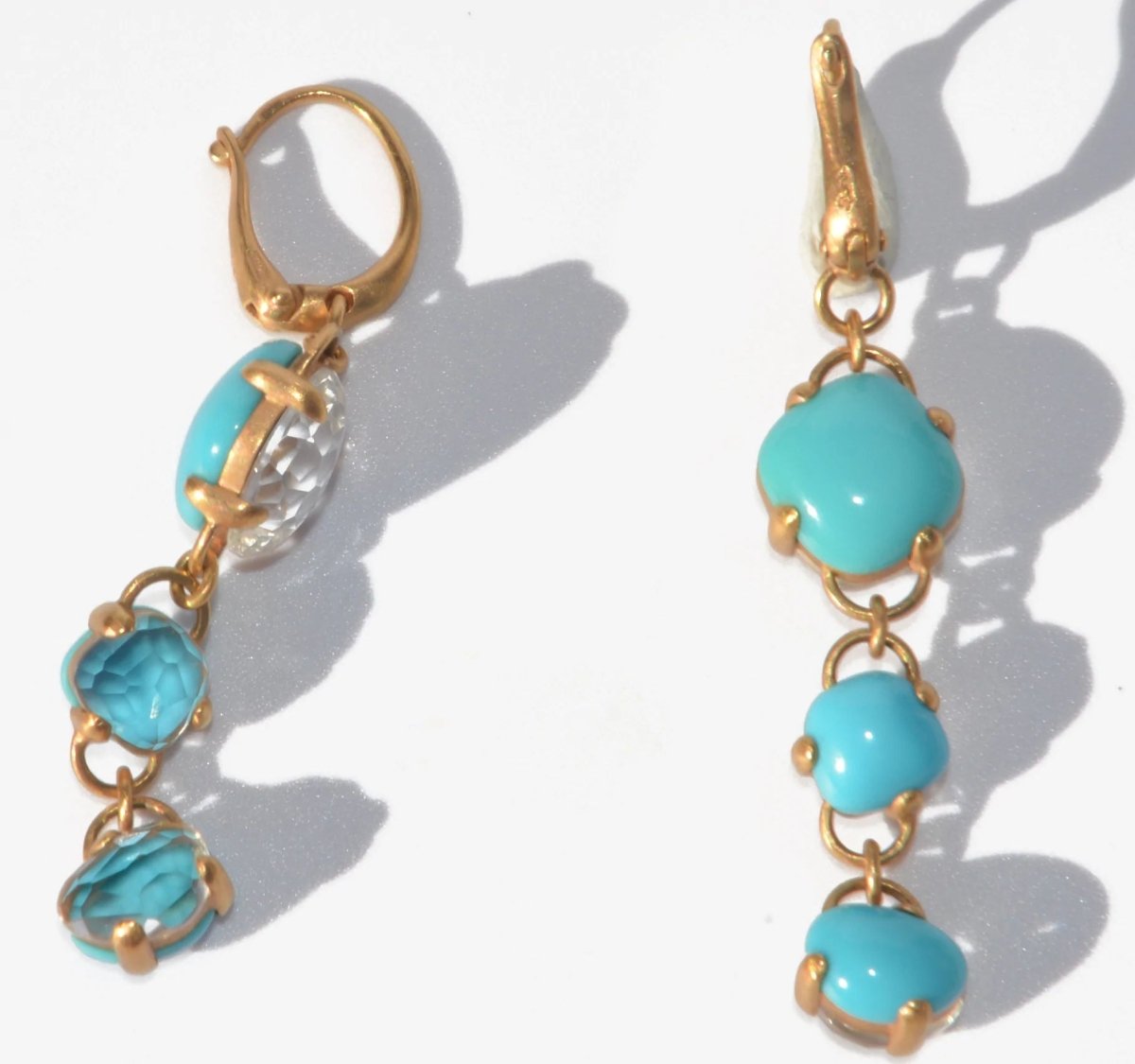 Paire de boucles d'oreilles de la maison Pomellato modèle Capri en topaze bleue et turquoise - Castafiore