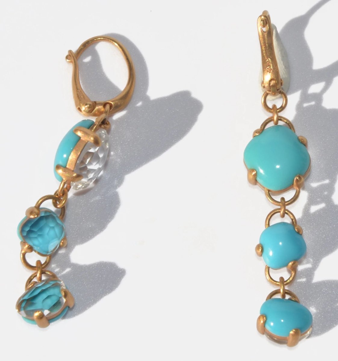 Paire de boucles d'oreilles de la maison Pomellato modèle Capri en topaze bleue et turquoise - Castafiore