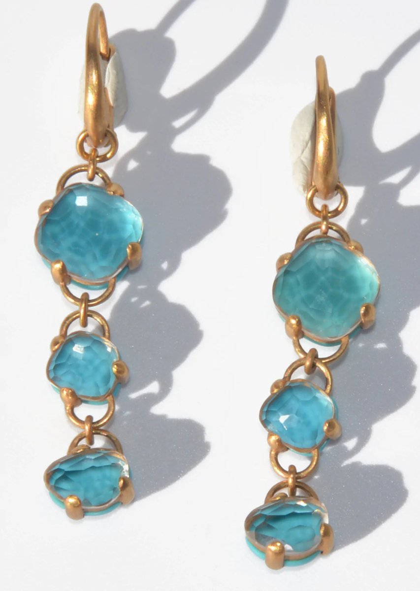 Paire de boucles d'oreilles de la maison Pomellato modèle Capri en topaze bleue et turquoise - Castafiore