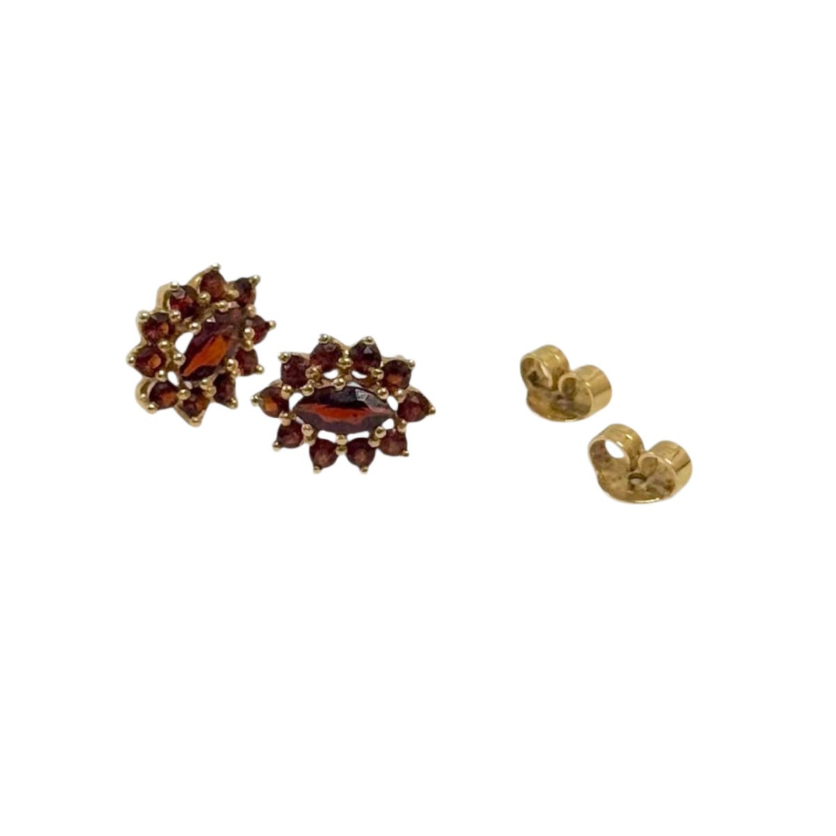 Paire de boucles d'oreilles en or jaune et grenats - Castafiore