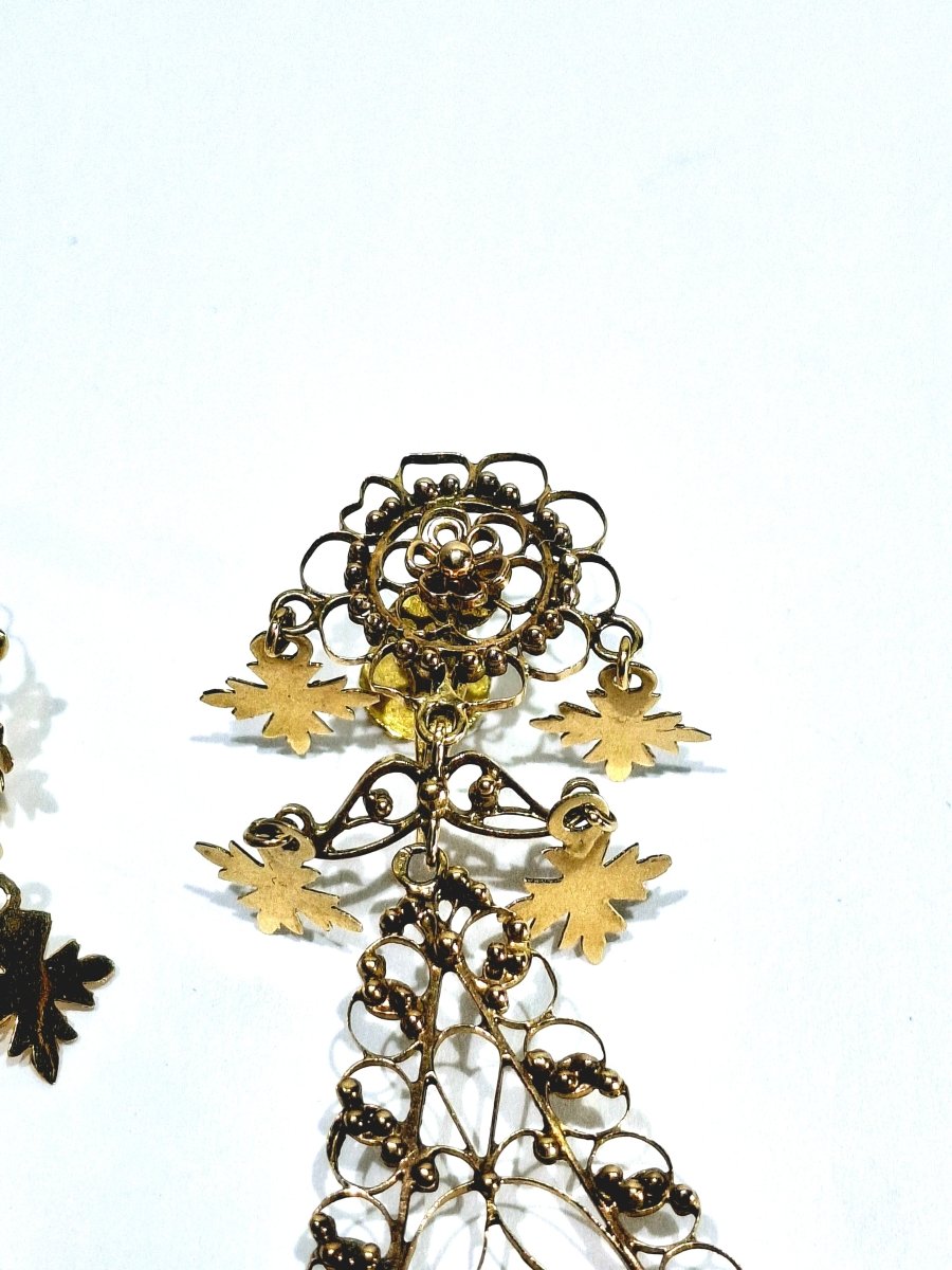 Paire de boucles d’oreilles pendantes en or rose - Castafiore