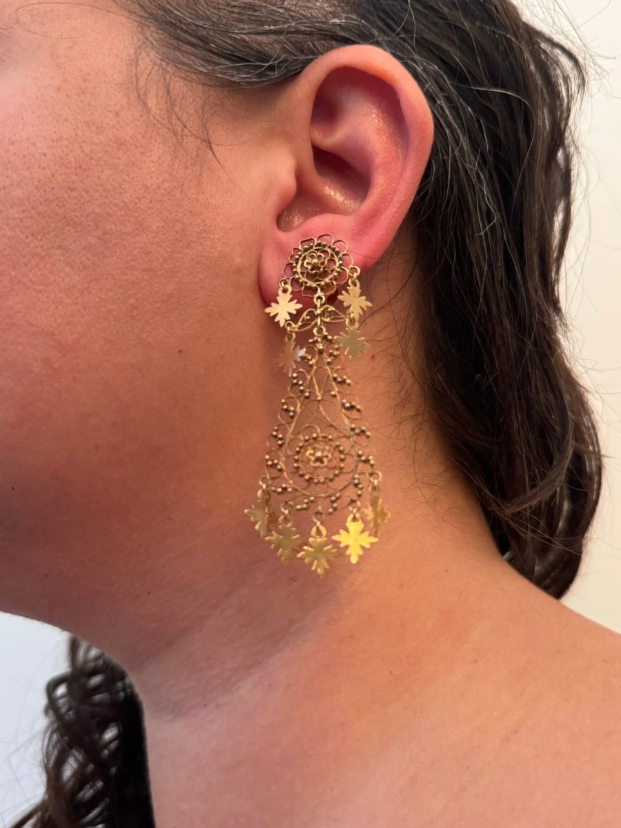 Paire de boucles d’oreilles pendantes en or rose - Castafiore