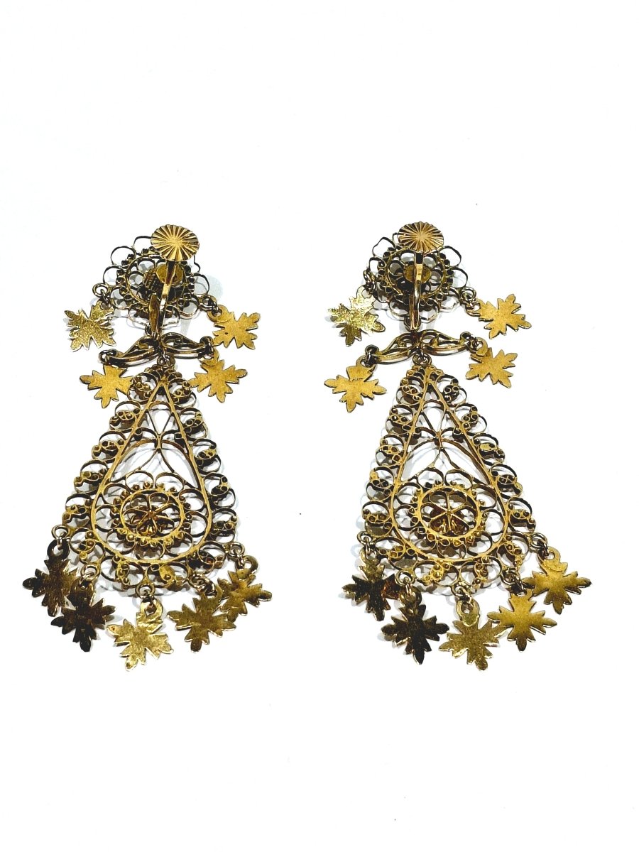Paire de boucles d’oreilles pendantes en or rose - Castafiore