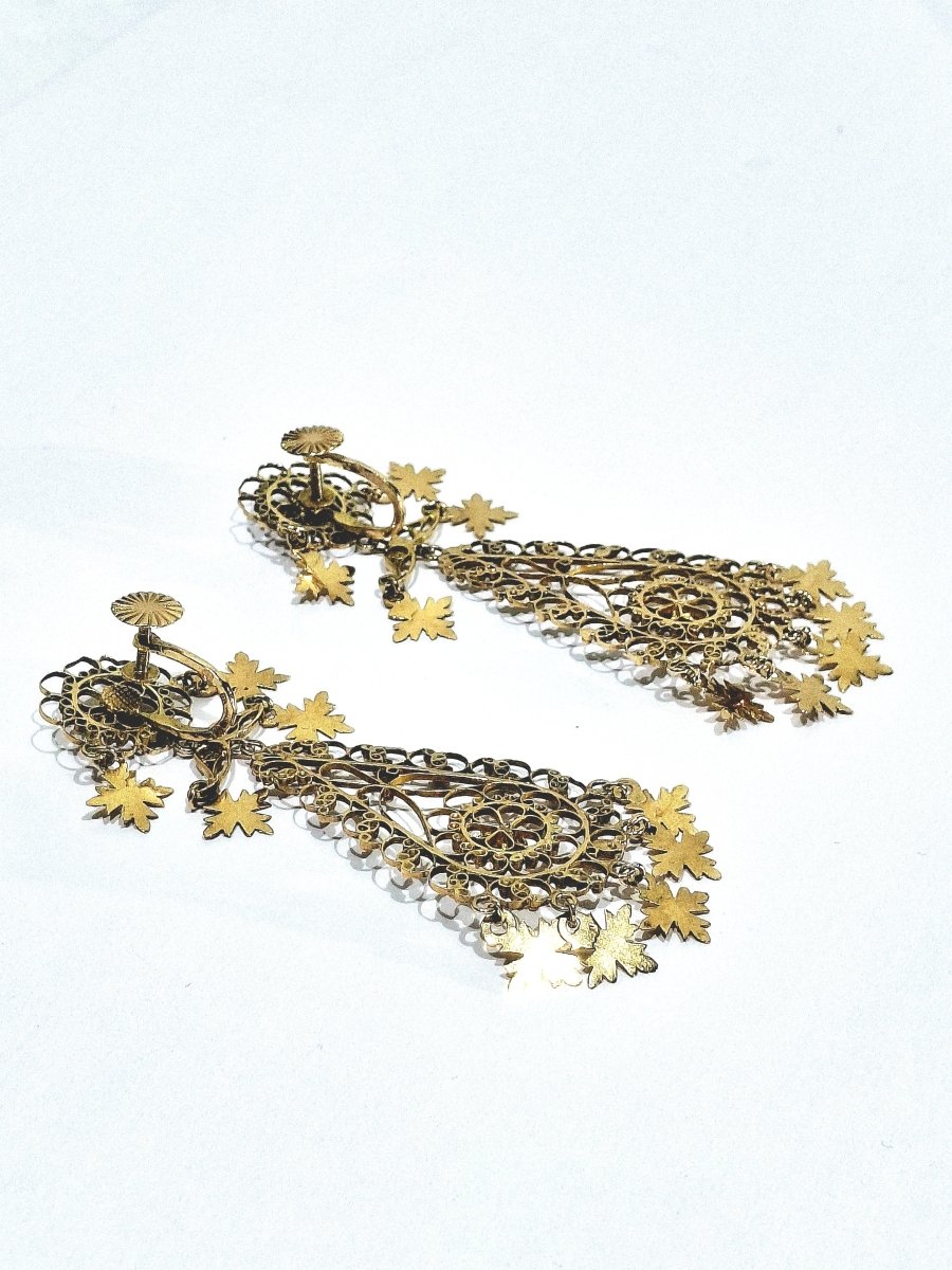 Paire de boucles d’oreilles pendantes en or rose - Castafiore