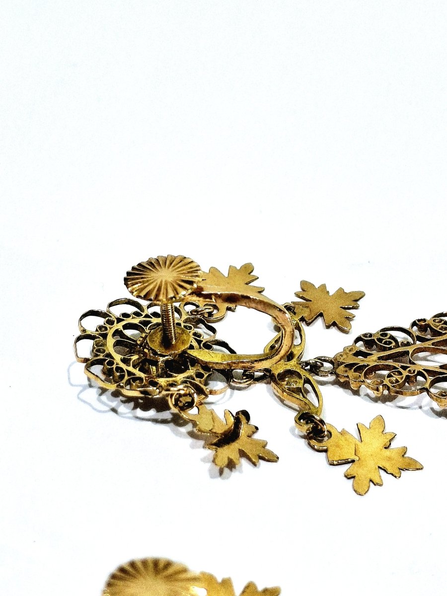 Paire de boucles d’oreilles pendantes en or rose - Castafiore