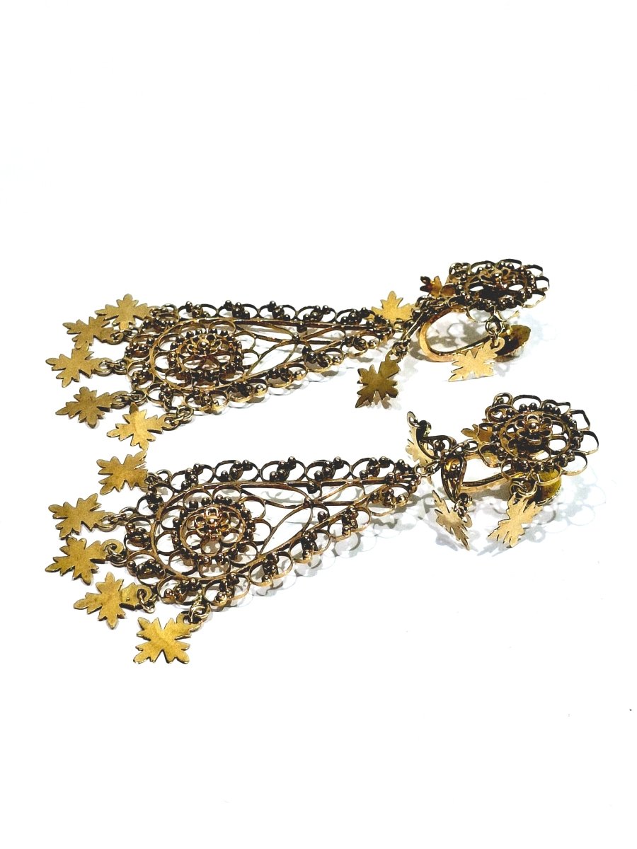 Paire de boucles d’oreilles pendantes en or rose - Castafiore