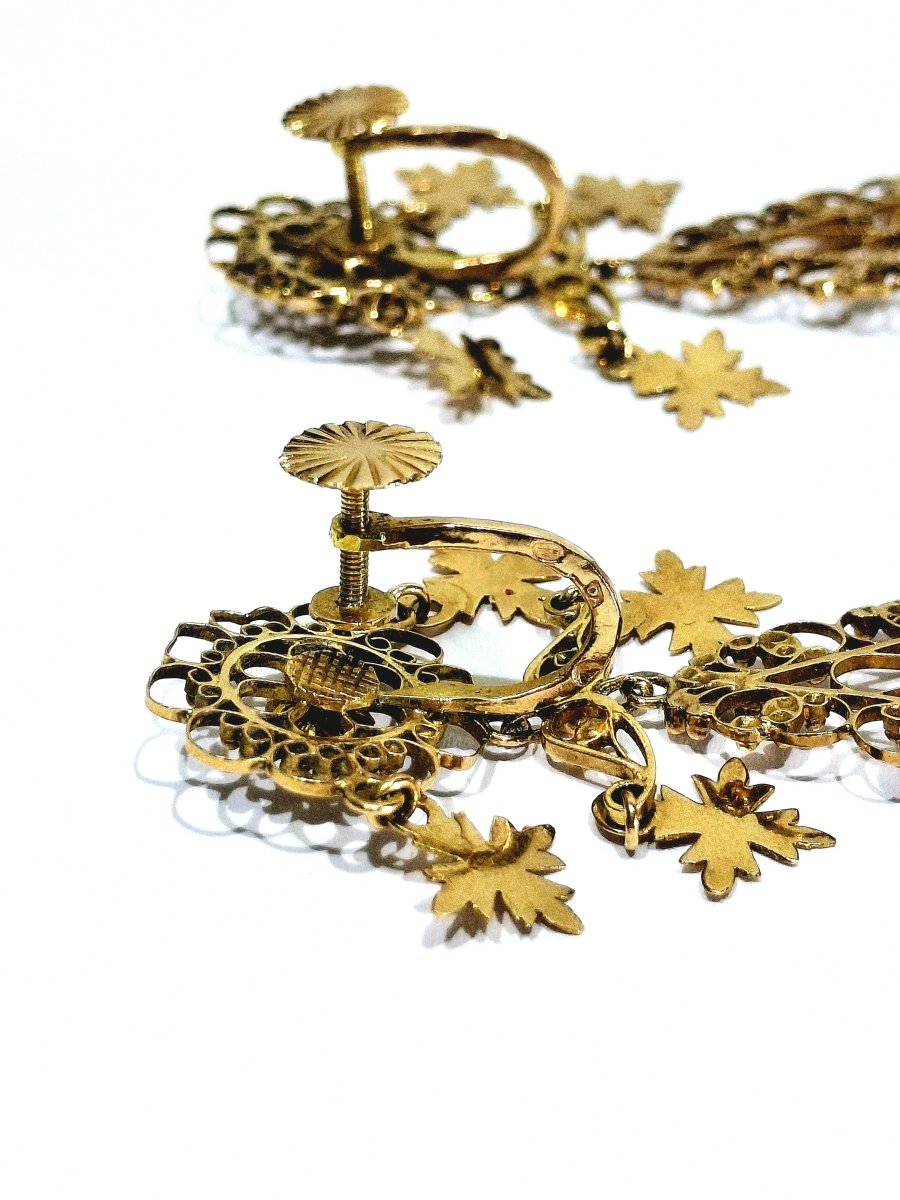 Paire de boucles d’oreilles pendantes en or rose - Castafiore