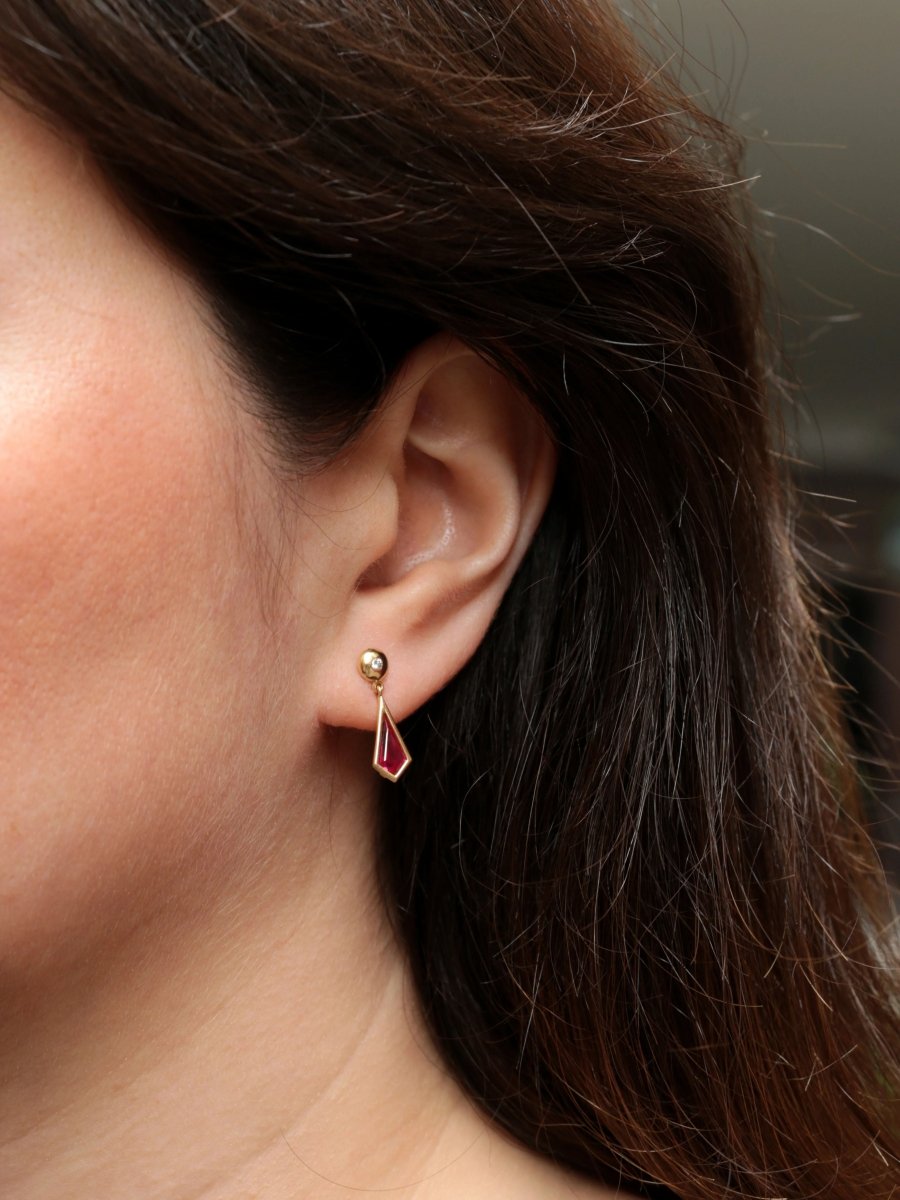 Paire de boucles d’oreilles vintage en or et tourmaline - Castafiore