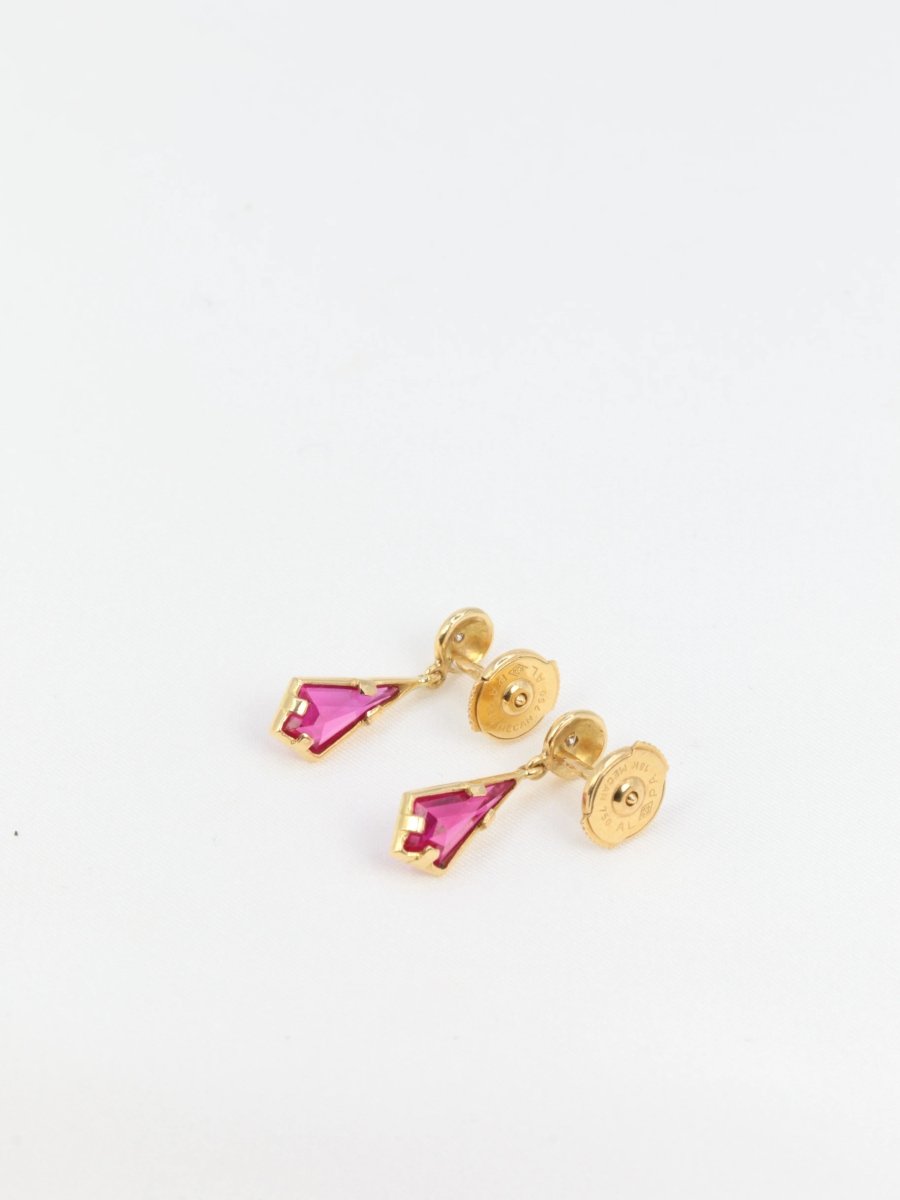 Paire de boucles d’oreilles vintage en or et tourmaline - Castafiore