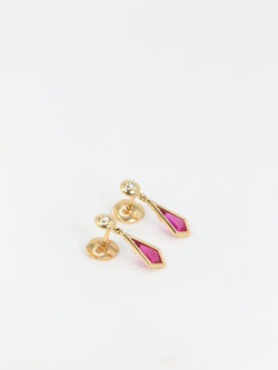 Paire de boucles d’oreilles vintage en or et tourmaline - Castafiore