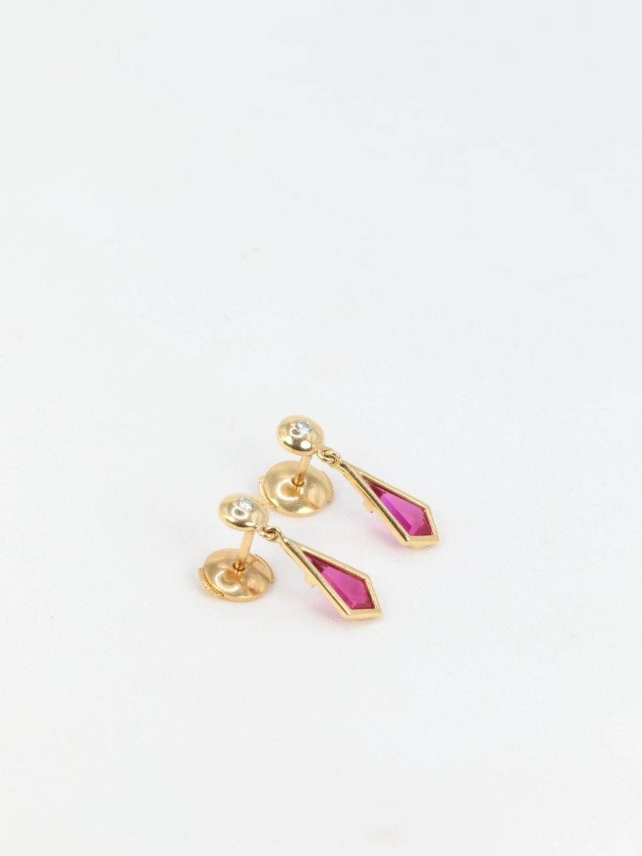 Paire de boucles d’oreilles vintage en or et tourmaline - Castafiore