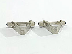 Paire De Boutons De Manchette En Or Blanc Et Saphirs - Castafiore