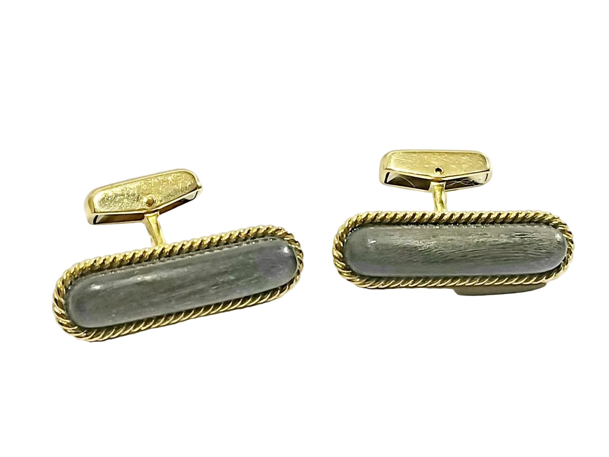 Paire de boutons de manchette en or et ébène - Castafiore