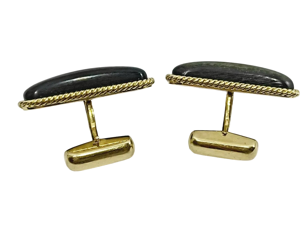 Paire de boutons de manchette en or et ébène - Castafiore