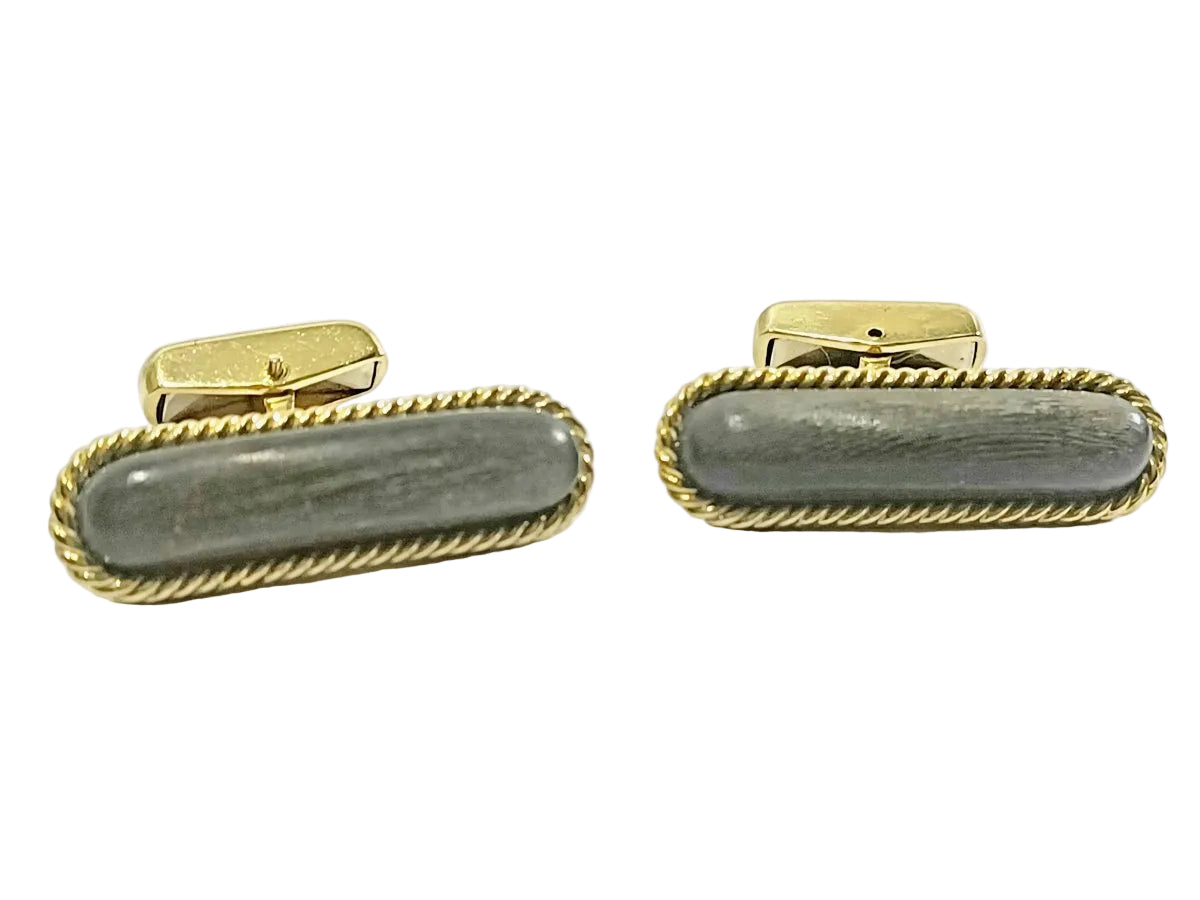 Paire de boutons de manchette en or et ébène - Castafiore