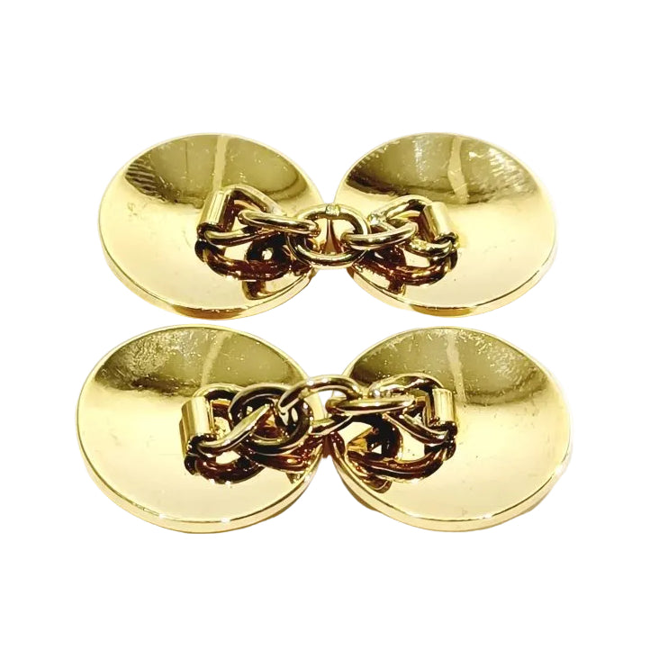 Paire de boutons de manchettes de forme ronde en or - Castafiore