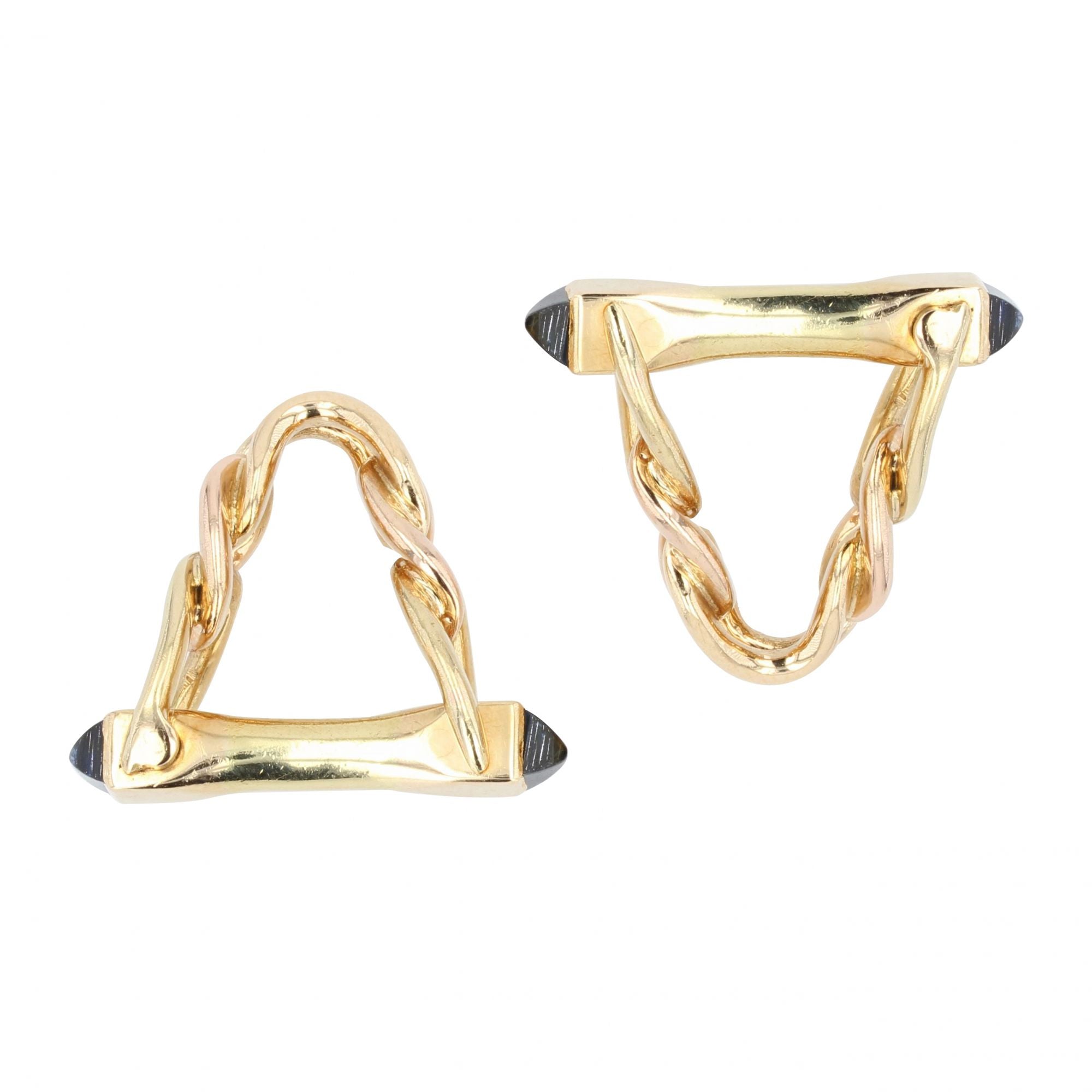 Paire de boutons de manchettes en or jaune modèle étrier