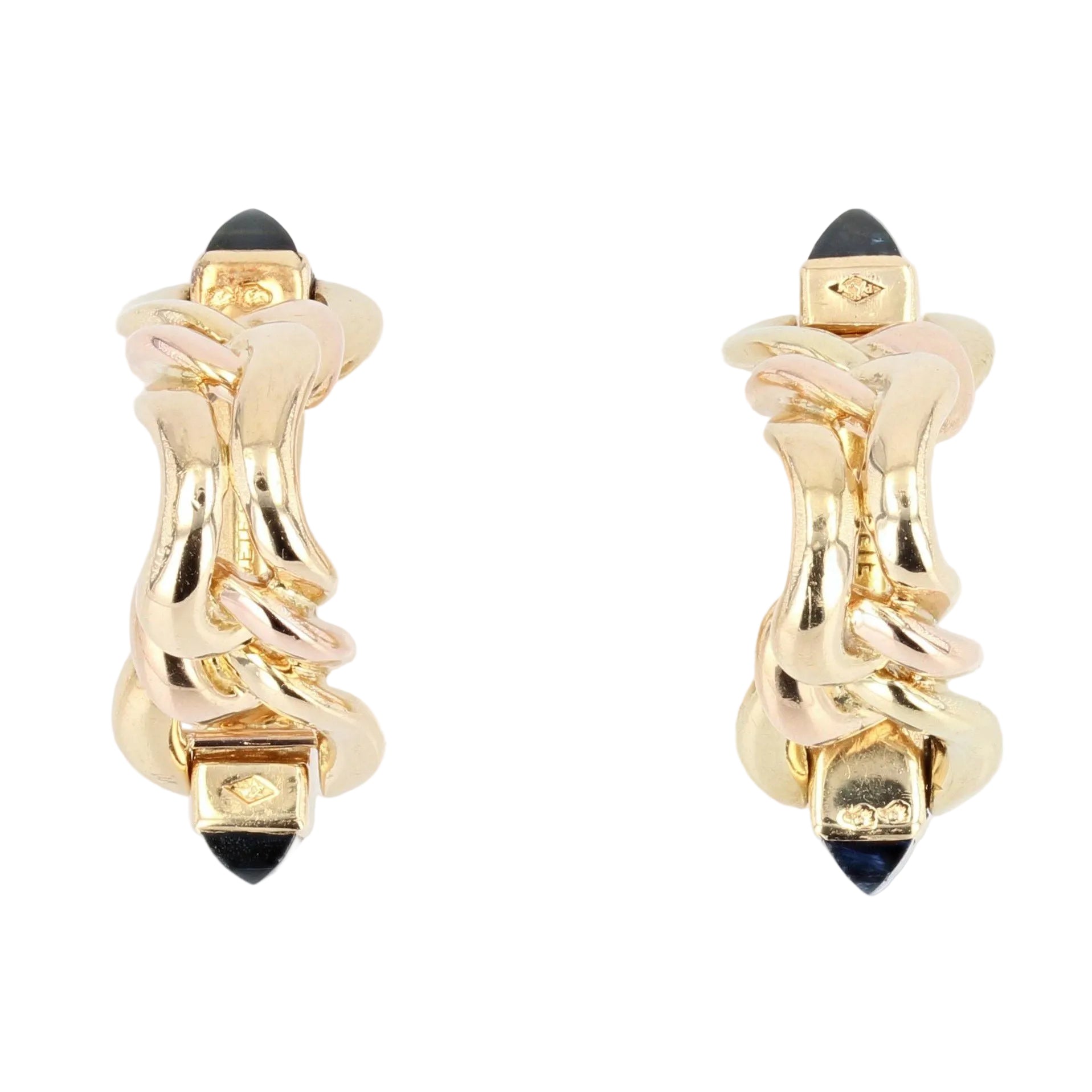 Paire de boutons de manchettes en or jaune modèle étrier