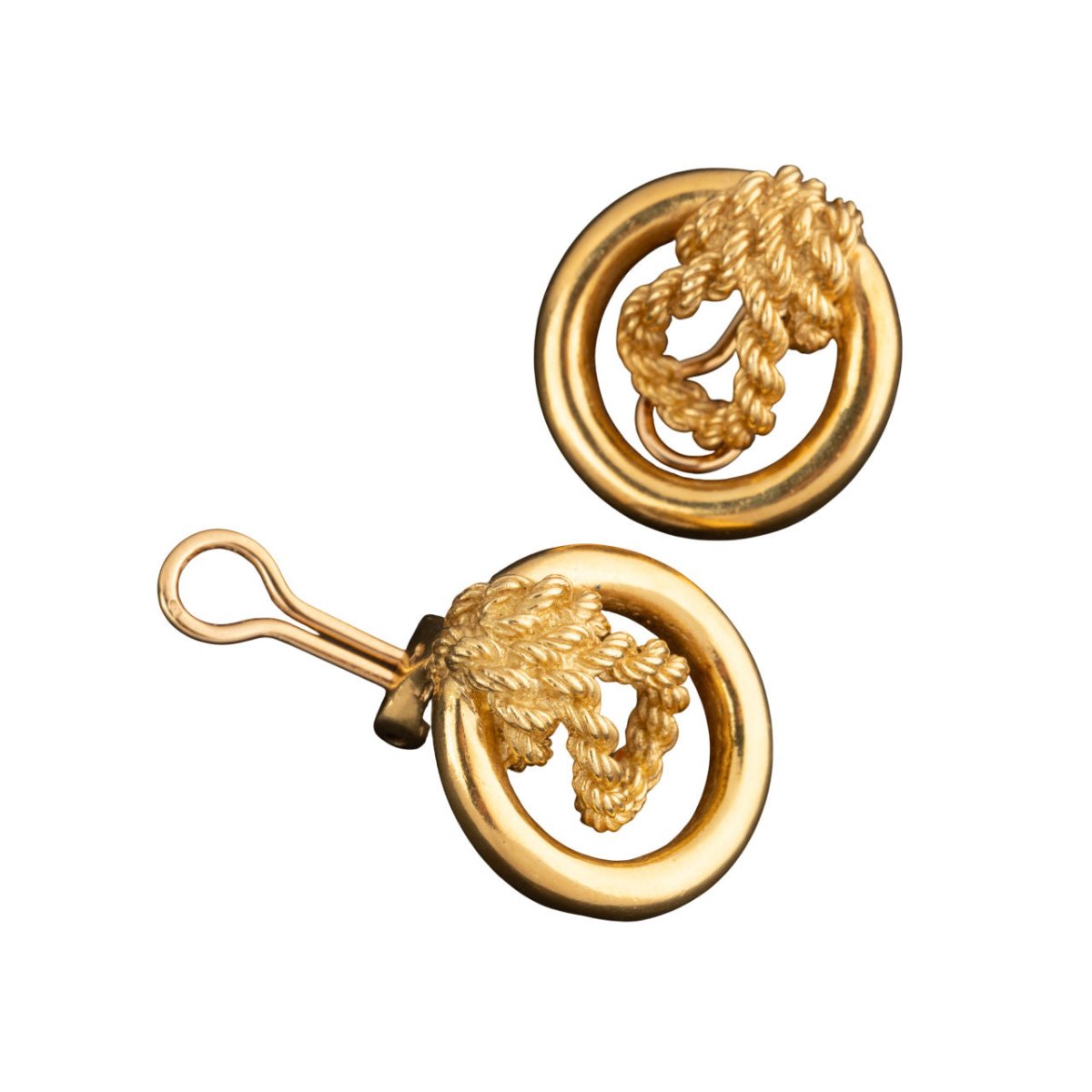 Paire de clips d'oreilles Hermes en or jaune - Castafiore