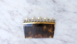 Paire de Peignes Diamants et Perles Fines sur Or - Castafiore