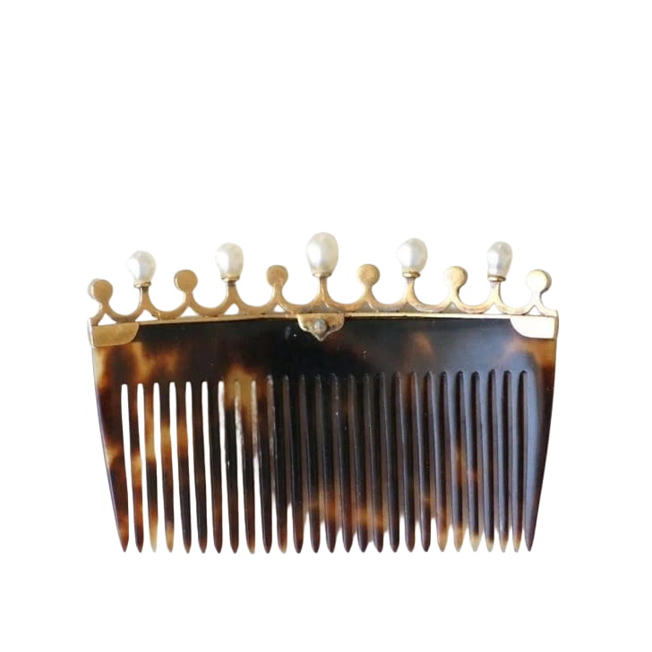 Paire de Peignes Diamants et Perles Fines sur Or - Castafiore