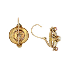 Parure ancienne Napoléon III Perles fines rubis émail noir - Castafiore