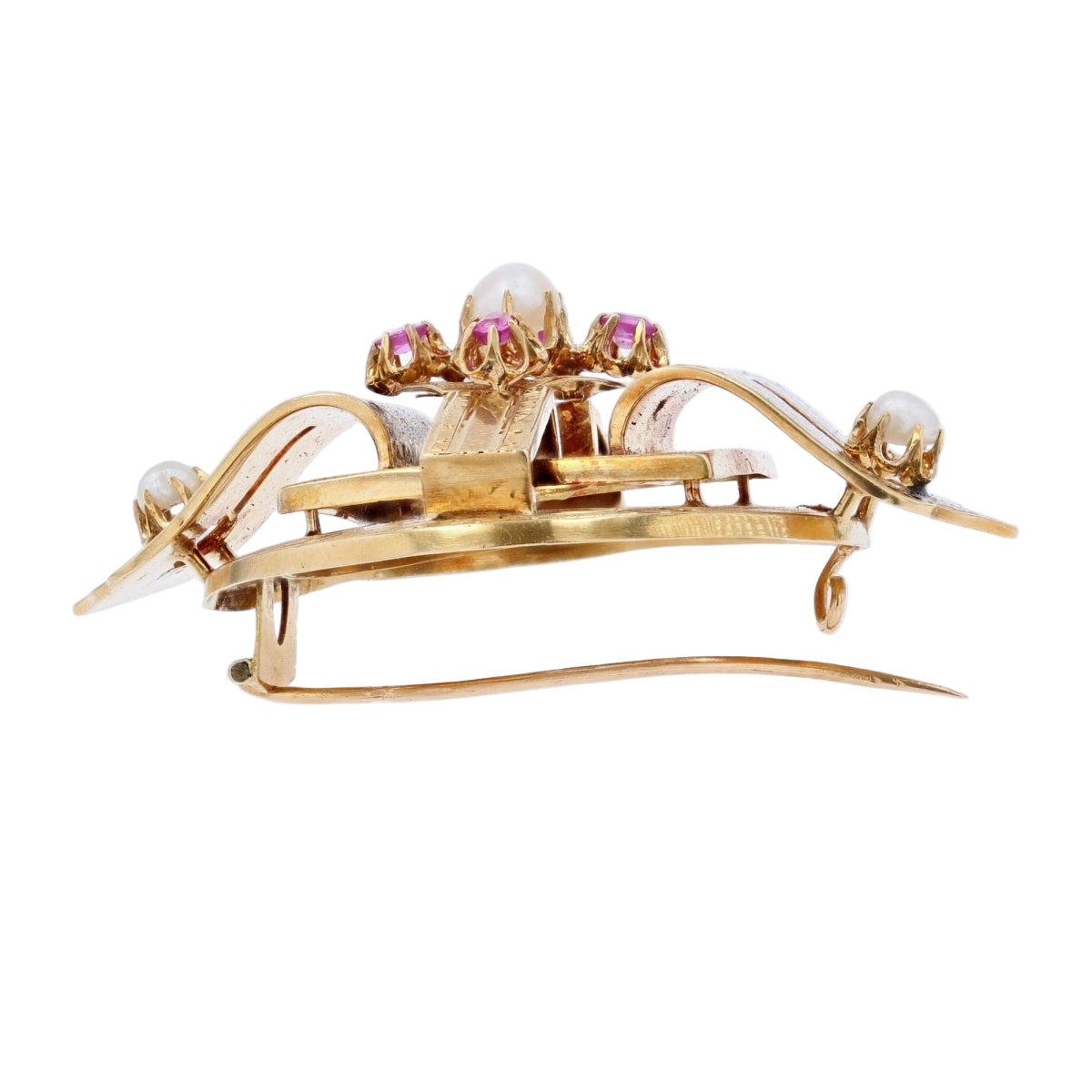 Parure ancienne Napoléon III Perles fines rubis émail noir - Castafiore