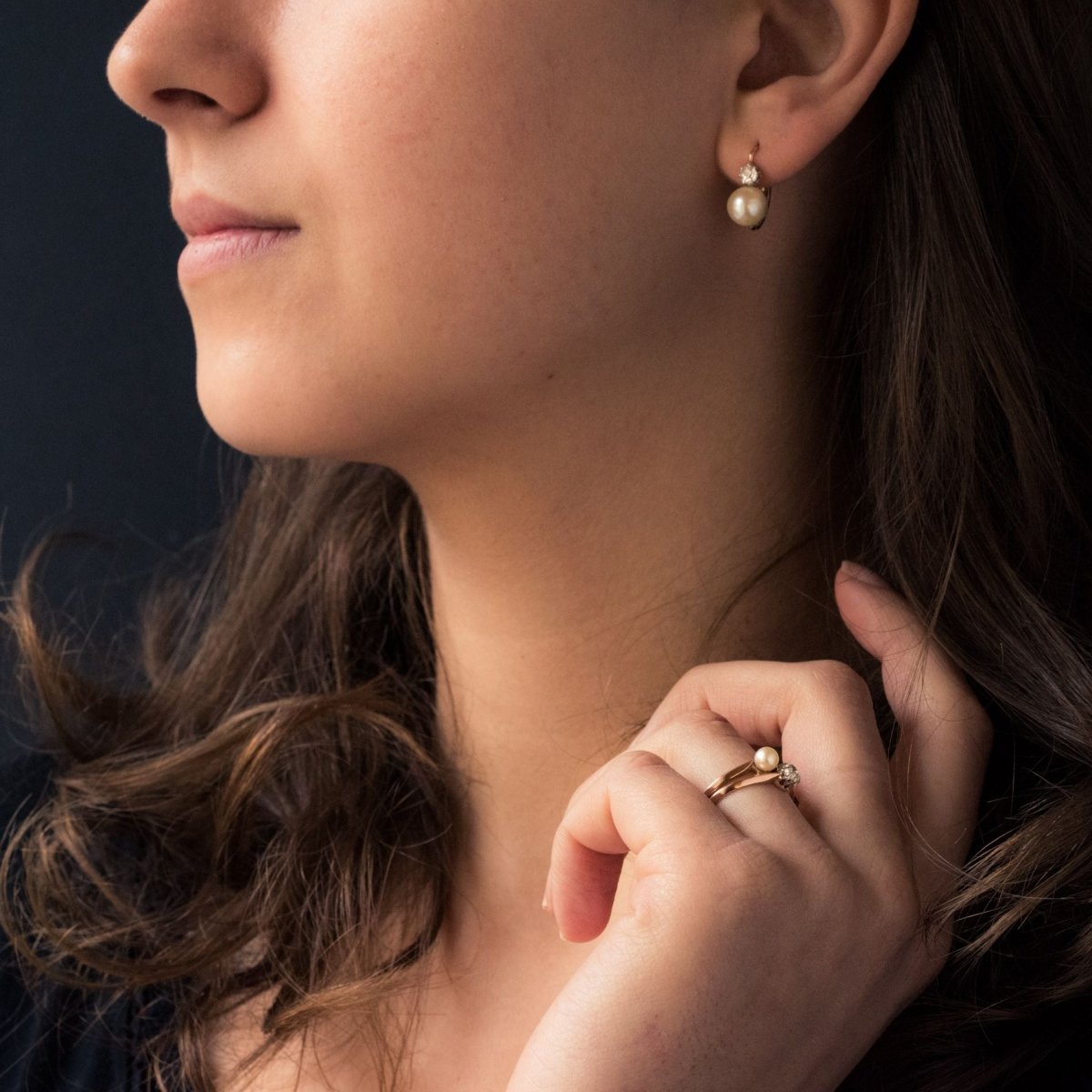 Parure ancienne perles fines et diamants - Castafiore