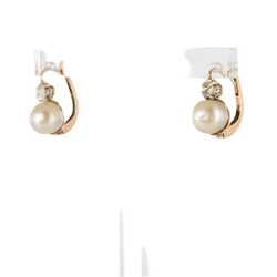 Parure Bague et Boucles d'oreilles en or rose, perles et diamants - Castafiore