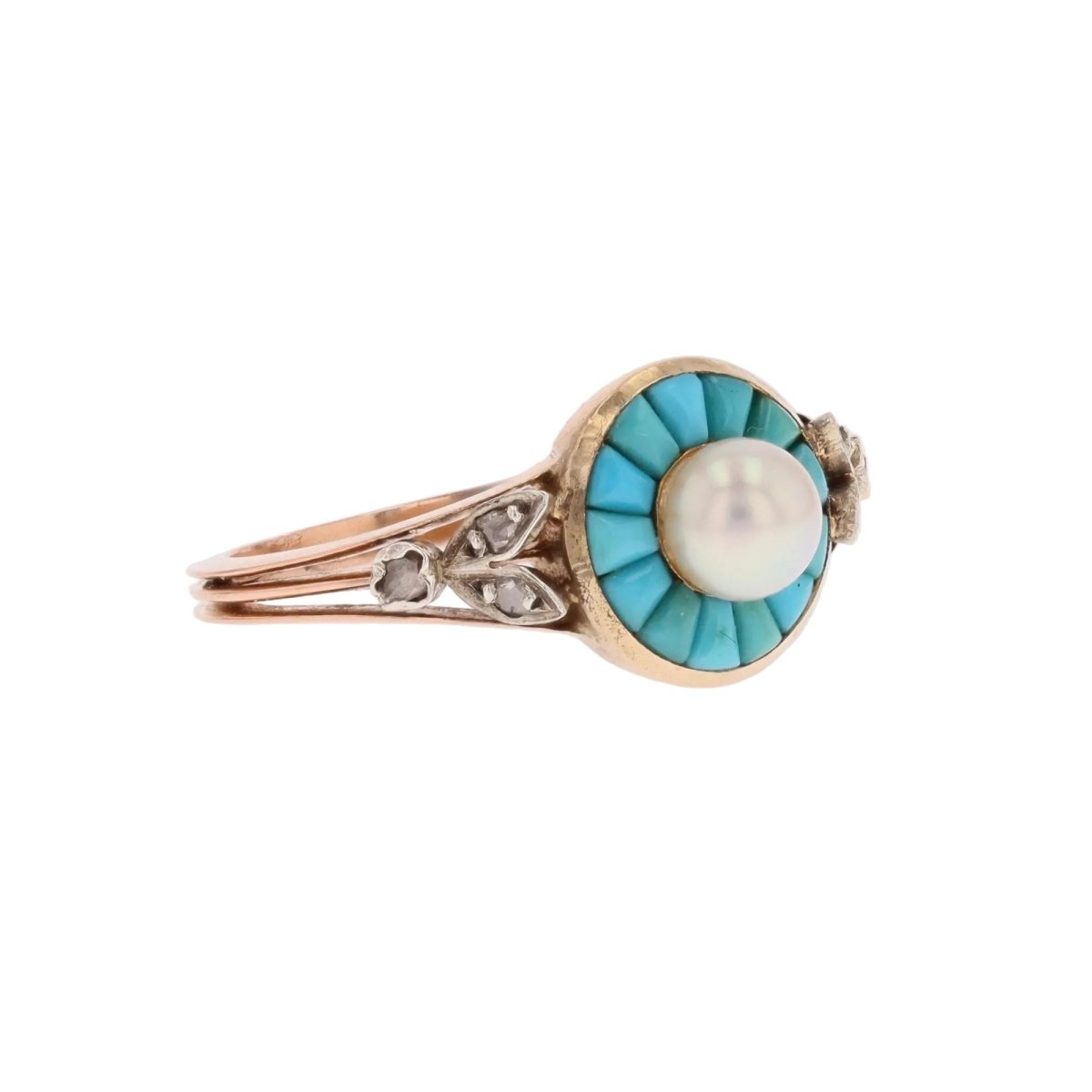 Parure en or rose, perles, turquoises et diamants - Castafiore