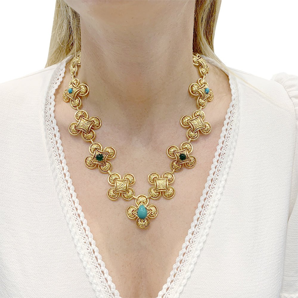 Parure M. GÉRARD en or jaune et pierres de couleur - Castafiore