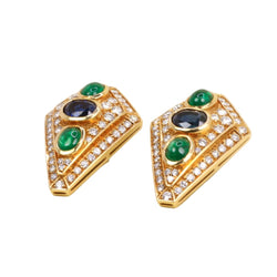 Parure REPOSSI en or jaune, perles, saphirs, émeraudes et diamants - Castafiore