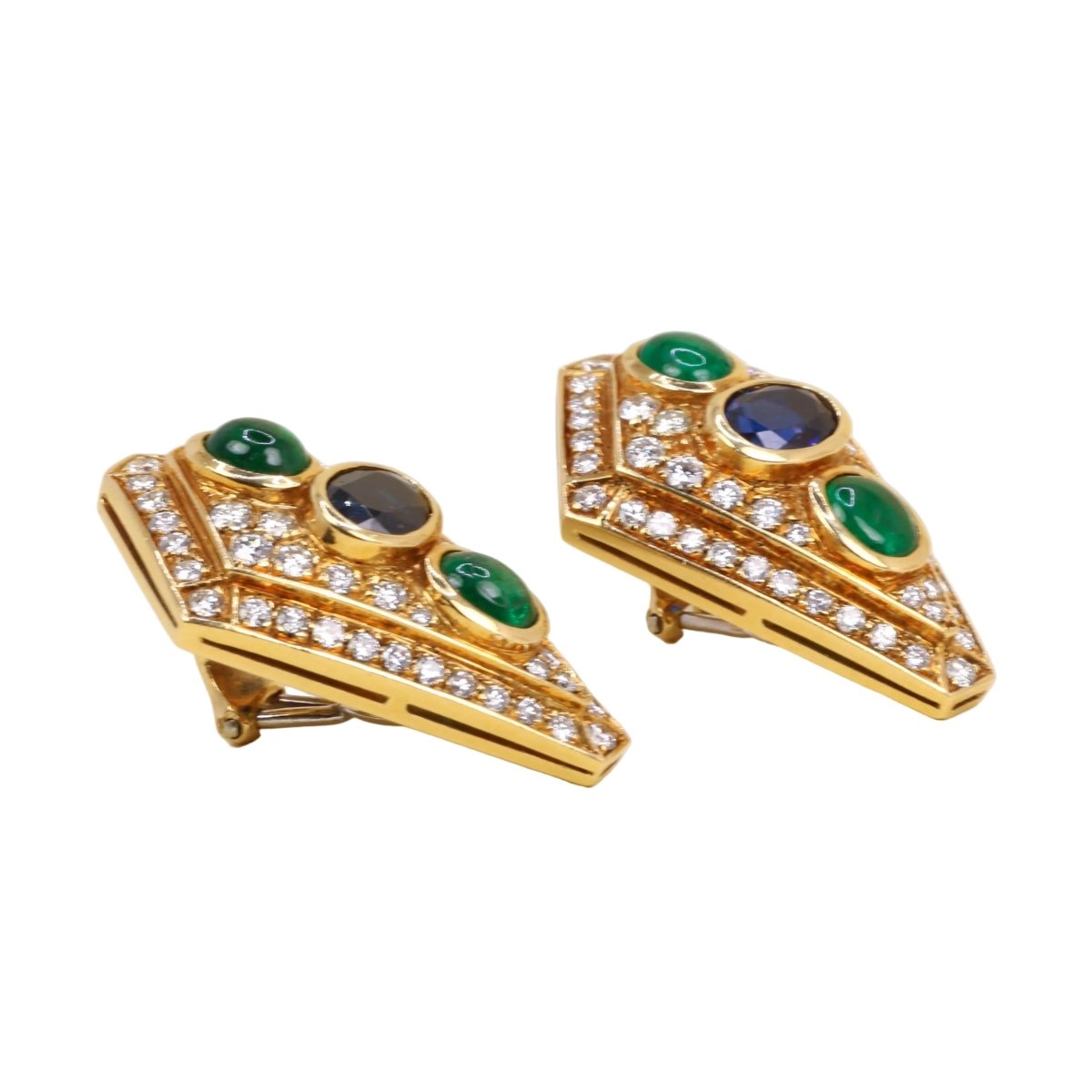 Parure REPOSSI en or jaune, perles, saphirs, émeraudes et diamants - Castafiore