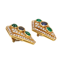 Parure REPOSSI en or jaune, perles, saphirs, émeraudes et diamants - Castafiore