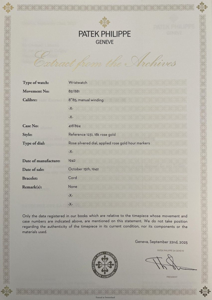 Patek Philippe montre de dame or rose 18 carats (750/000), circa 1942 - Castafiore