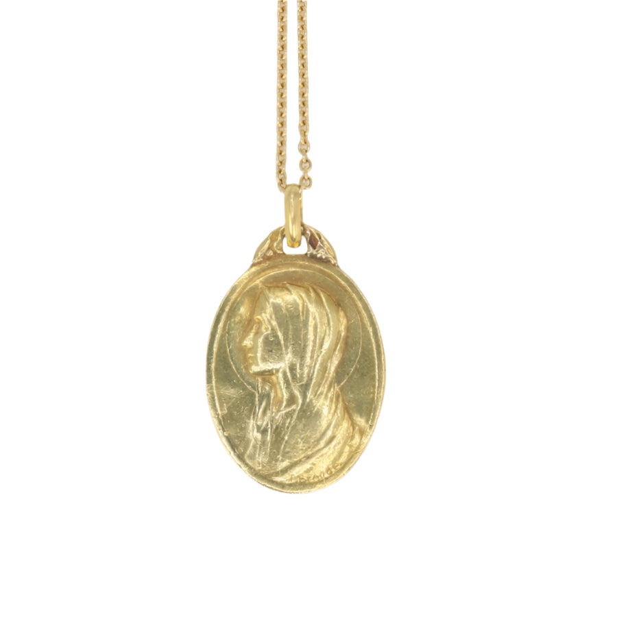 PAUL BRANDT Médaille ancienne en or figurant la vierge - Castafiore