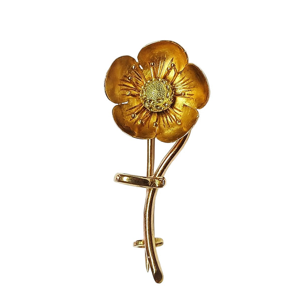Broche Fuseau Turc – Bois De Manguier Sculpté Main – Petite Loupe Jaune – Neuf